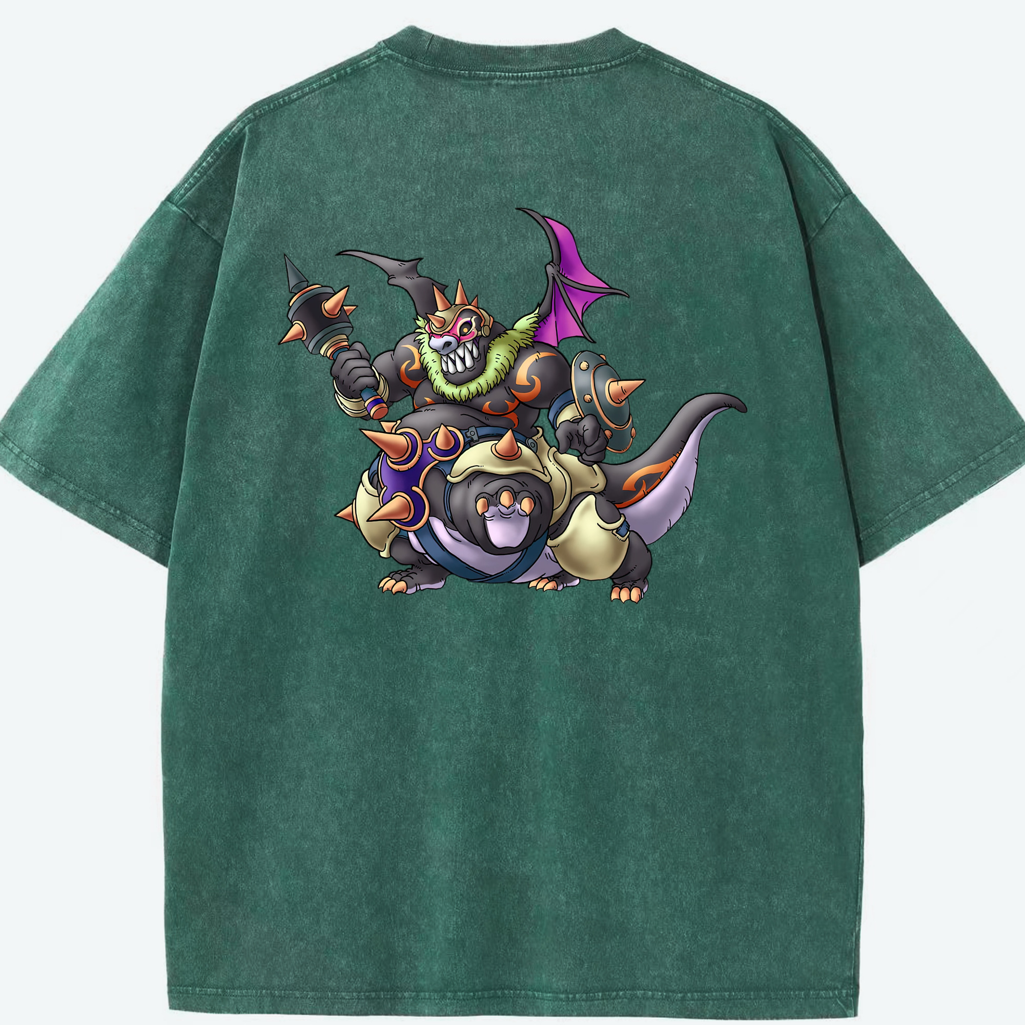 （画像用） ドラゴンクエスト Doragon Kuesuto Dragon Quest 綿100% ヴィンテージ風 半袖Tシャツ（背面プリント）